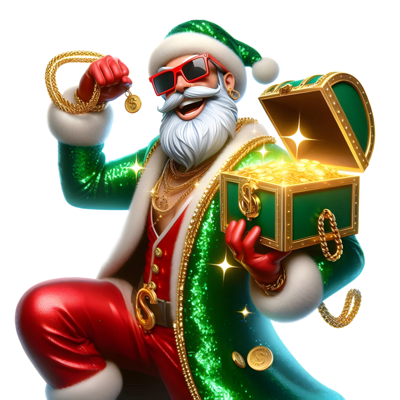 green happy santa christmas slot game character png
